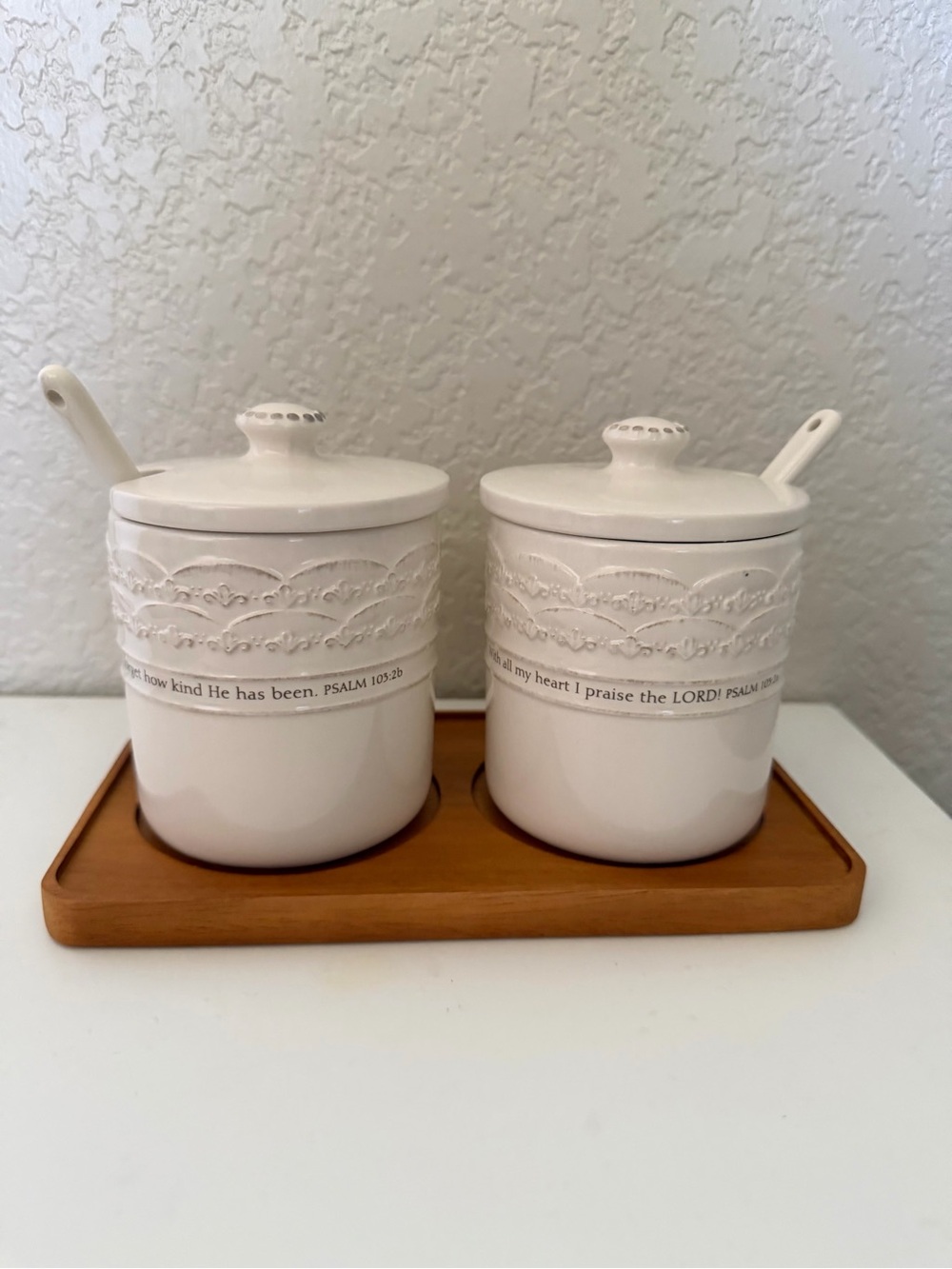Mary & Martha Grace & Gratitude Condiment Jar Set With Tray J8293